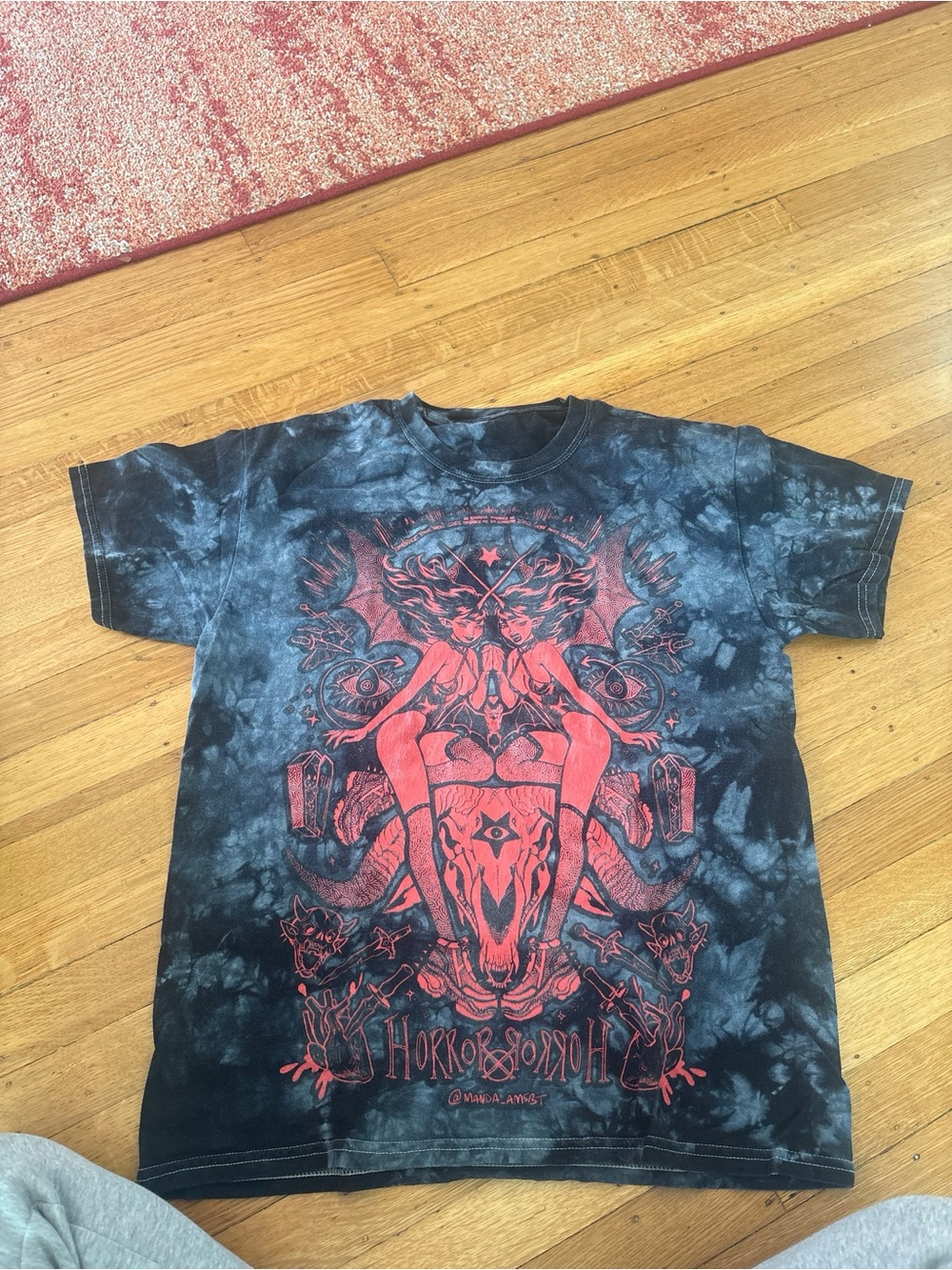 Manga AMSBT Horror Horro Graphic Tee Black Acid Wash Tie Dye